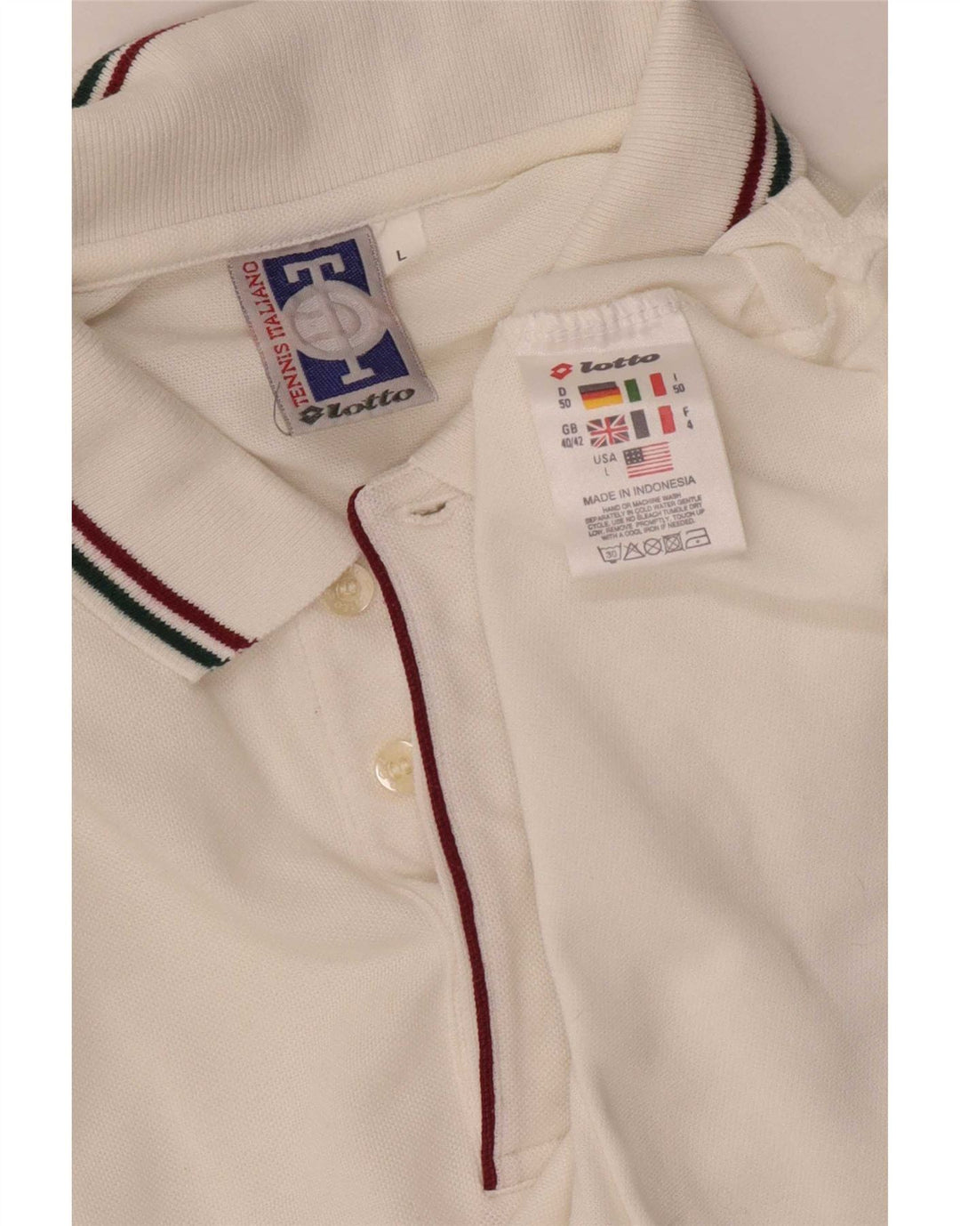 Lotto Polo Homme Large Blanc Colourblock Coton