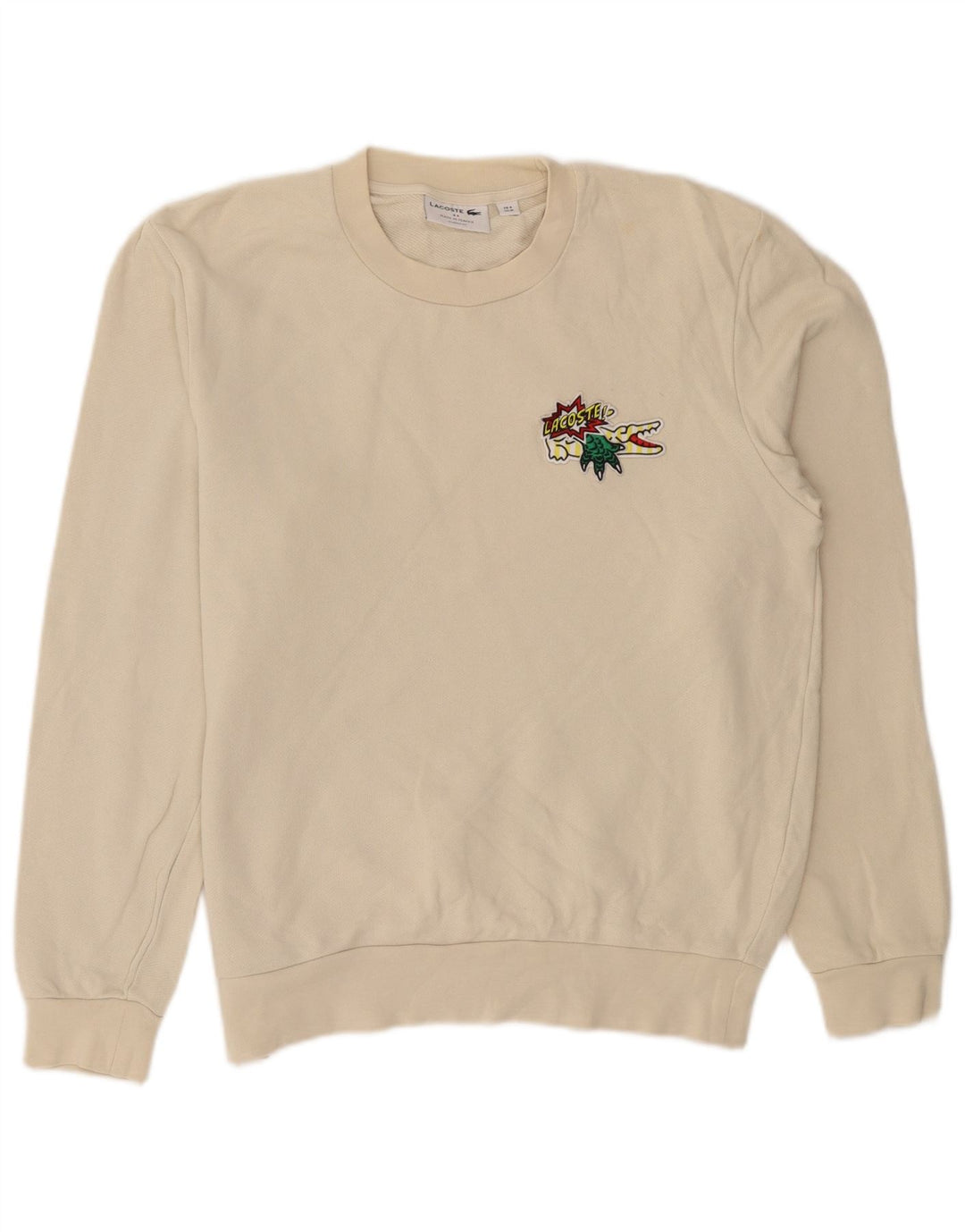Lacoste Mens Graphic Classic Fit Sweatshirt Jumper Taille 4 Beige Moyen