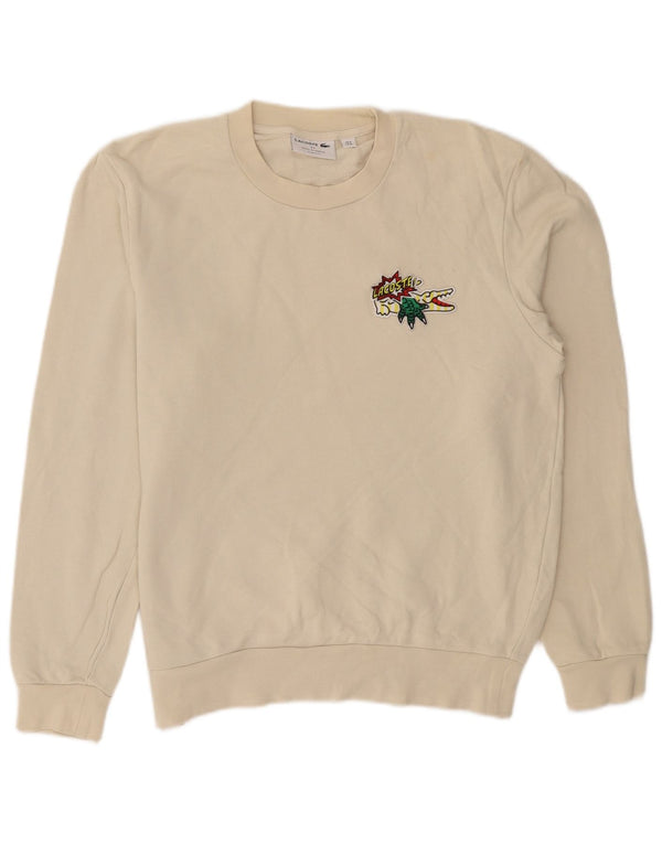 Lacoste Mens Graphic Classic Fit Sweatshirt Jumper Taille 4 Beige Moyen