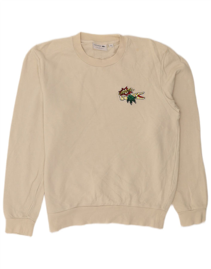Lacoste Mens Graphic Classic Fit Sweatshirt Jumper Taille 4 Beige Moyen