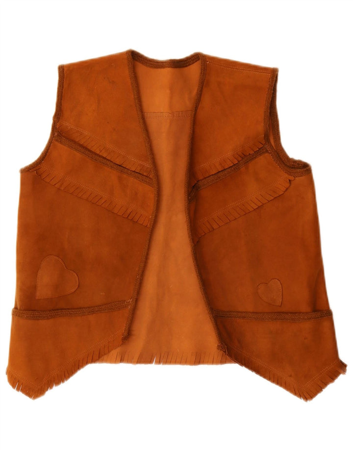 gilet en daim femme vintage UK 14 brun moyen