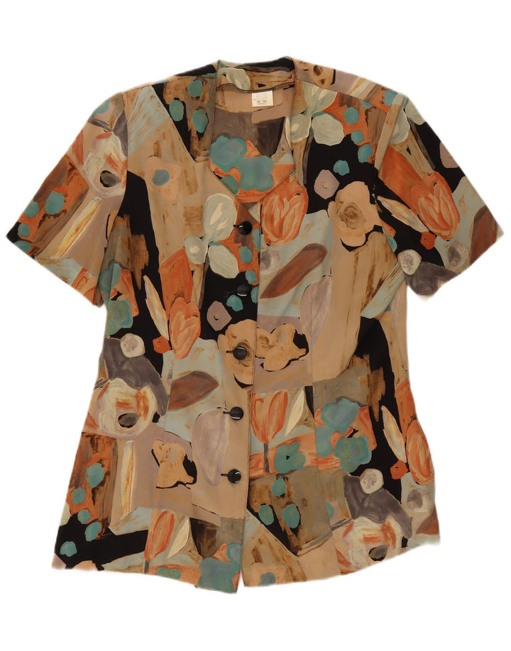 vintage Femme Chemise À Manches Courtes Blouse UK 18 XL Patchwork Multicolore