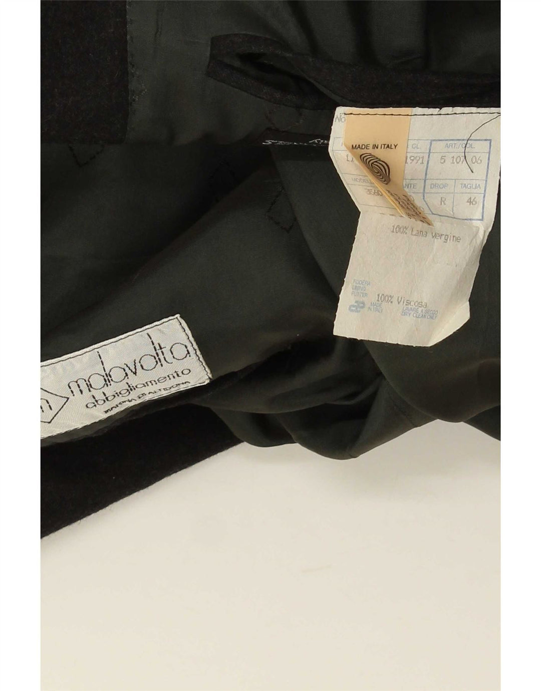 vintage Homme Double Breasted Blazer Veste IT 46 Petite Laine Noire
