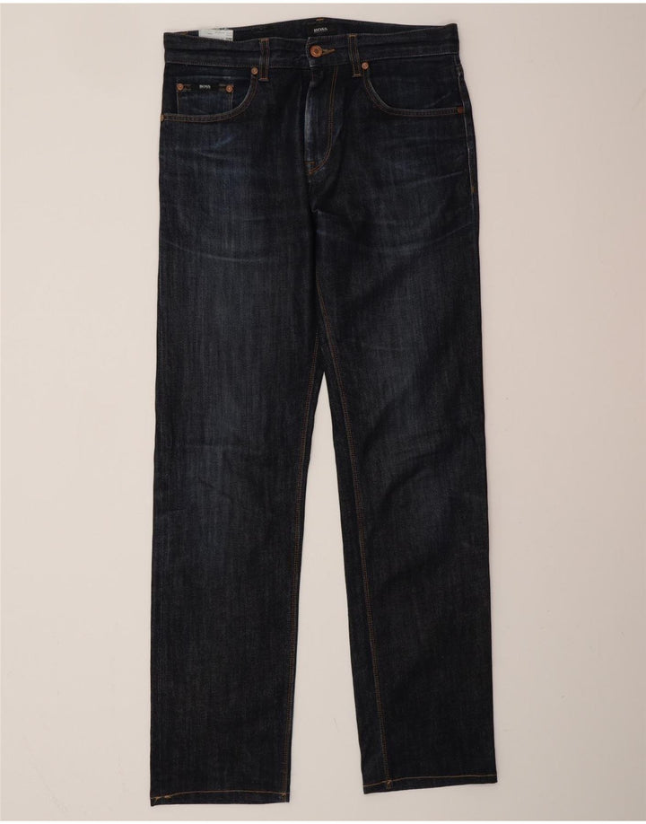 HUGO BOSS Jean droit W31 L34 Homme Bleu Marine Coton