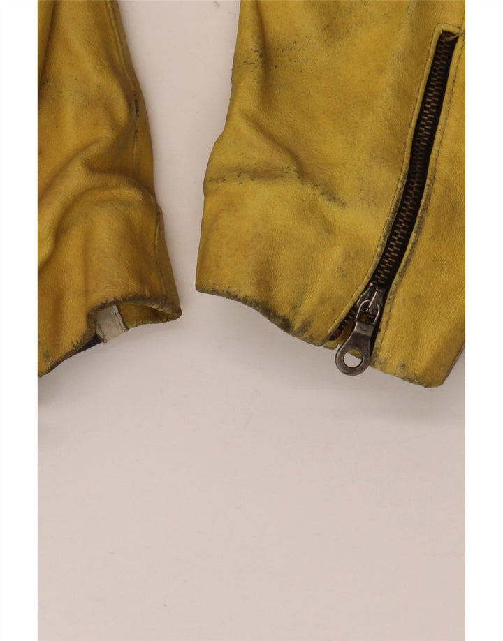 VINTAGE Veste de course en cuir pour homme IT 48 Cuir color block noir moyen