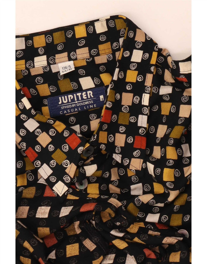 Jupiter Chemise à manches courtes pour homme Taille 44 XL Noir Géométrique