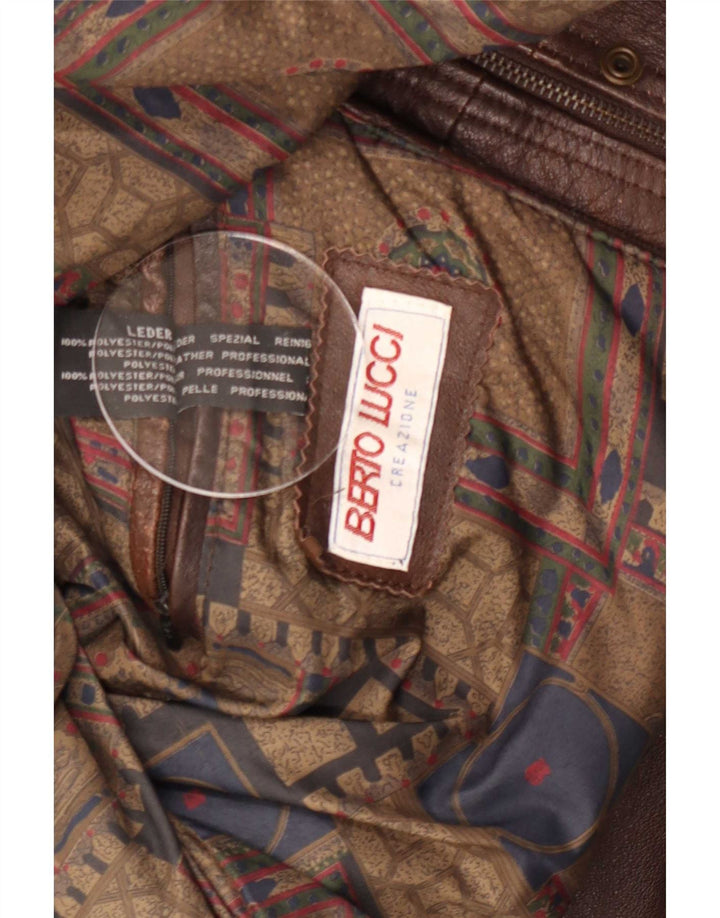 Berto Lucci Veste en cuir pour homme UK 38 Marron moyen
