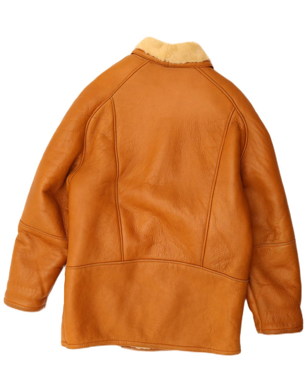 veste en peau de mouton homme vintage UK 42 XL Beige
