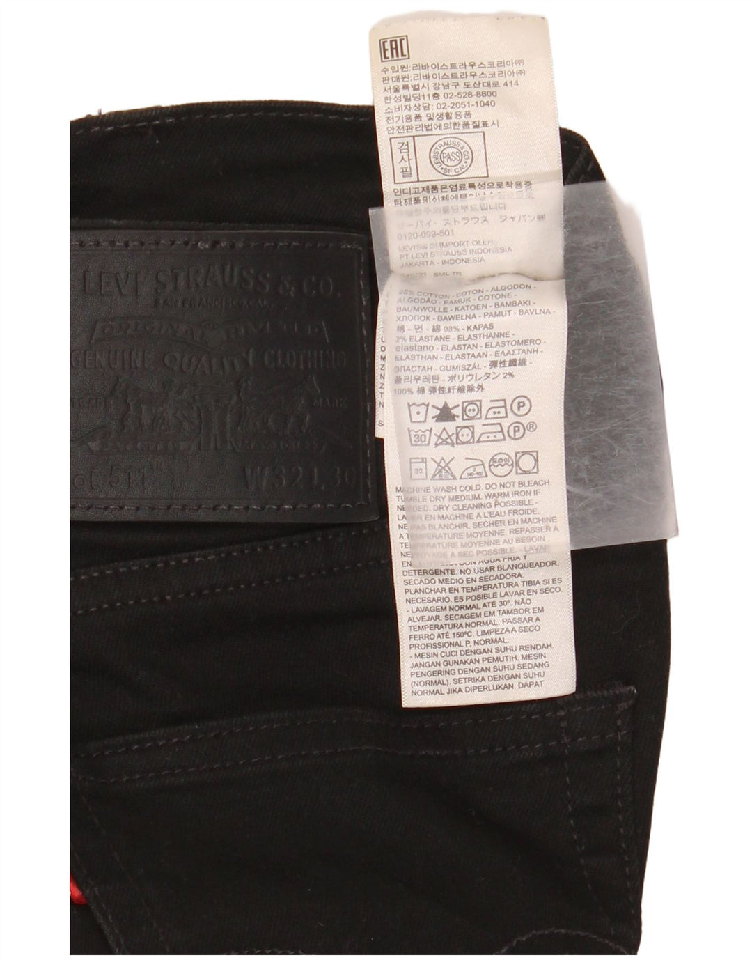 LEVI'S Jean Slim 511 Homme W32 L30 Noir Coton