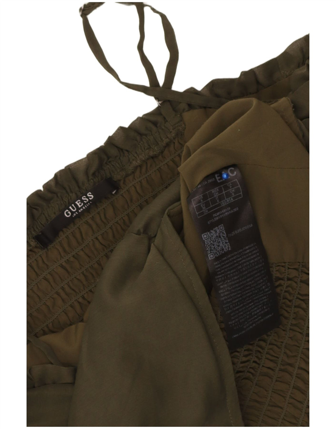 Guess Haut court à épaules dénudées pour femme UK 6 XS Kaki Polyester