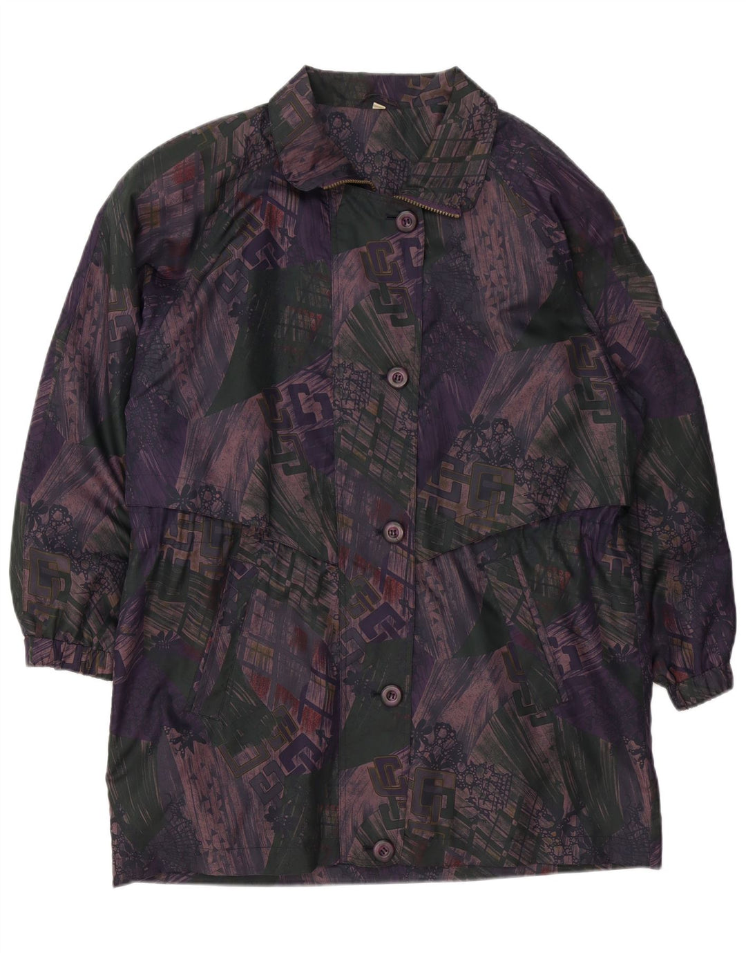 vintage Femme Coupe-Vent Manteau EU 38 Moyen Multicolore Géométrique