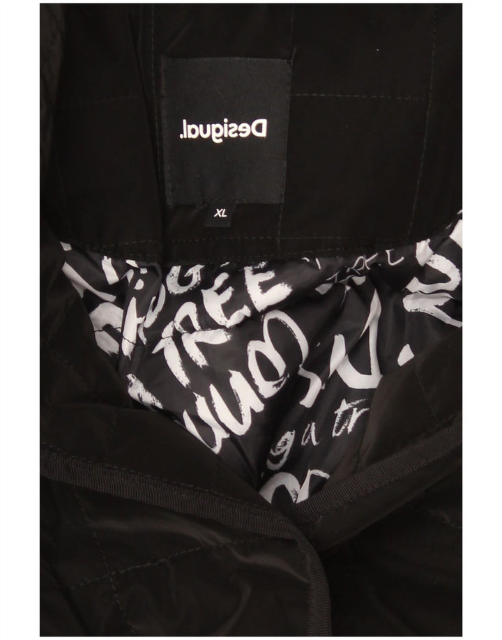 Desigual Manteau matelassé matelassé pour femme UK 18 XL Noir Polyester
