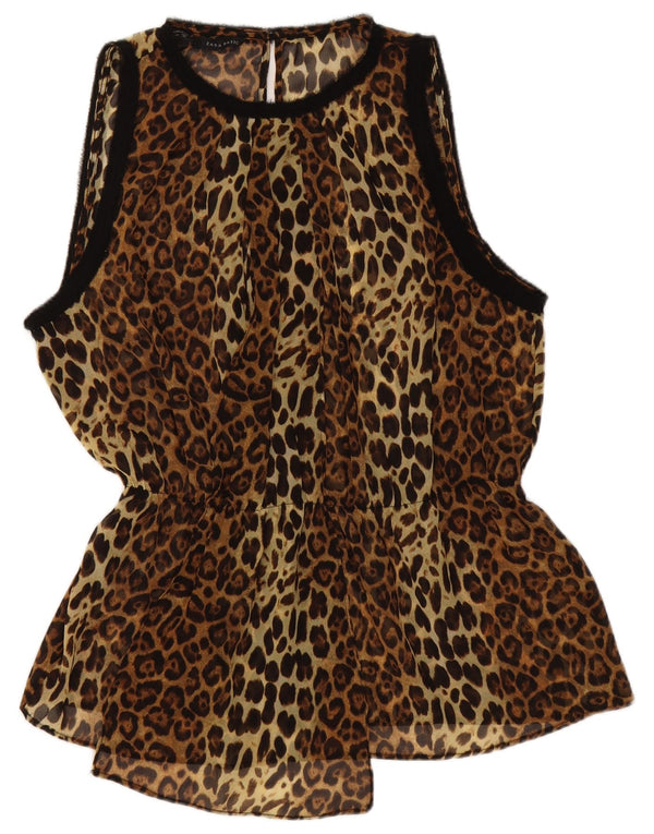 Zara Chemisier sans manches pour femme UK 18 XL Marron Imprimé animal