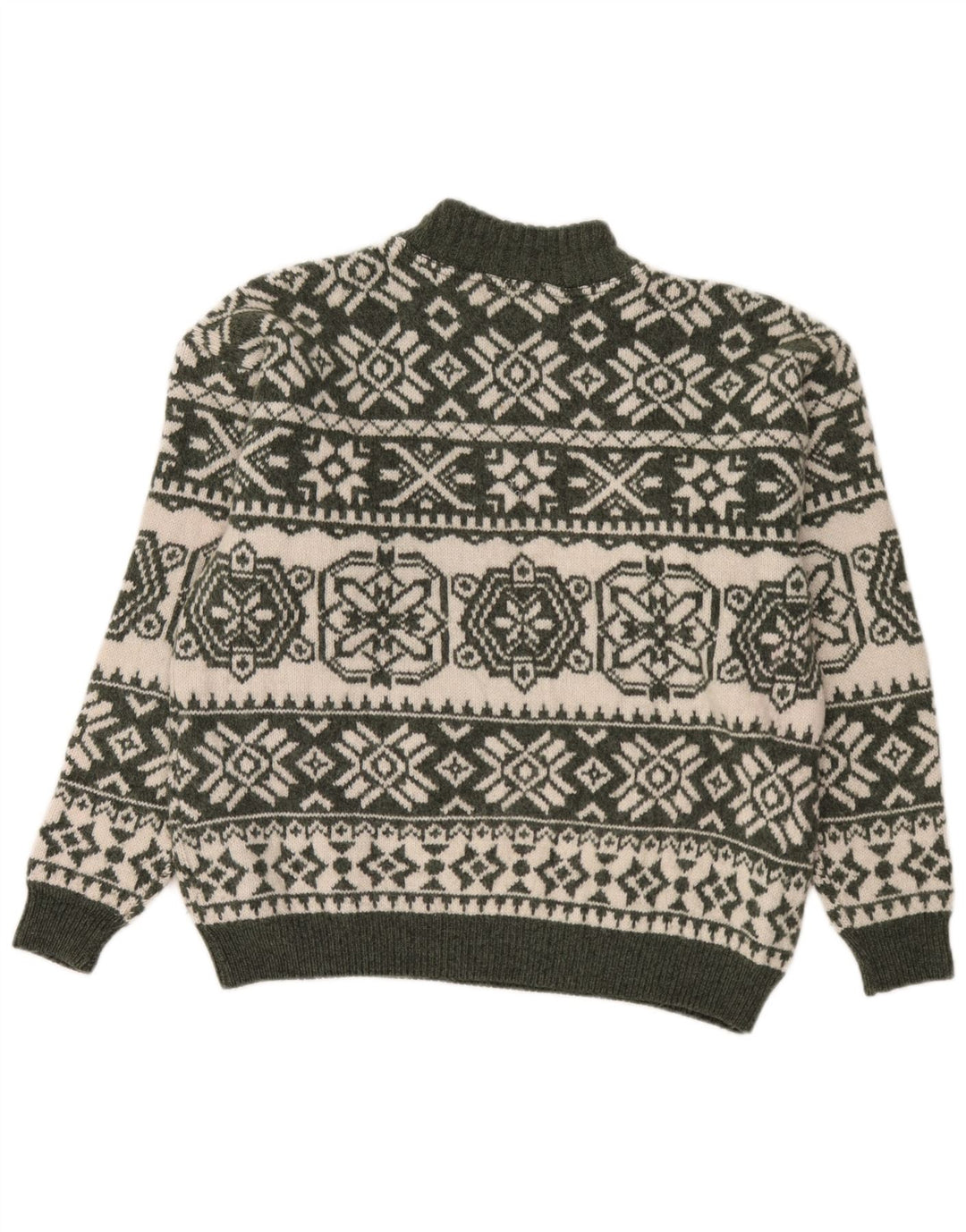 Bromley Pull col roulé pour homme Vert Fair Isle Taille L