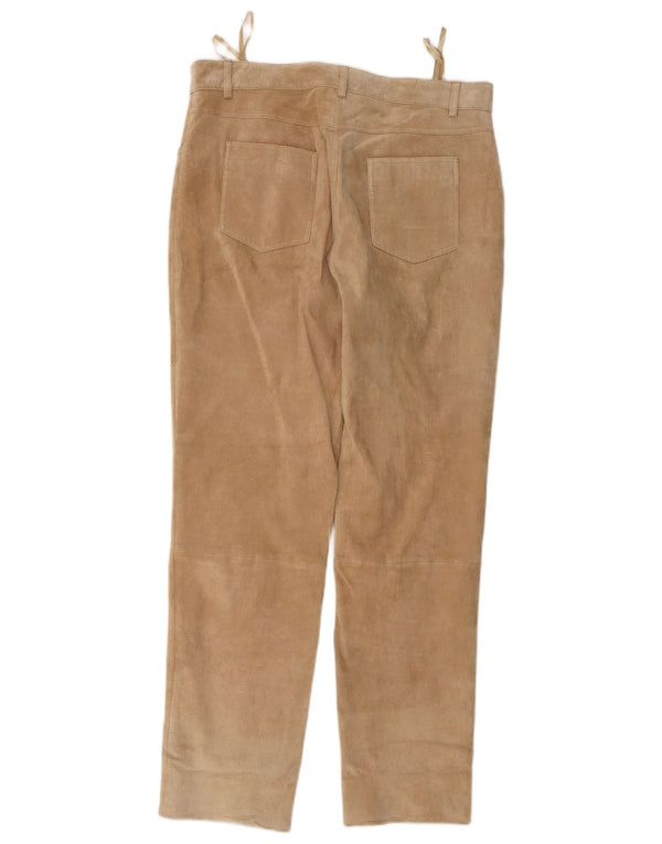 Pantalon en daim fuselé vintage pour homme W36 L30 Cuir Beige
