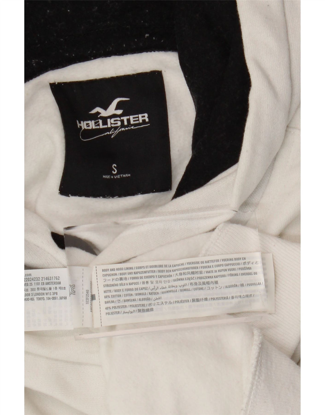 HOLLISTER Pull à capuche graphique pour homme Small Blanc Coton