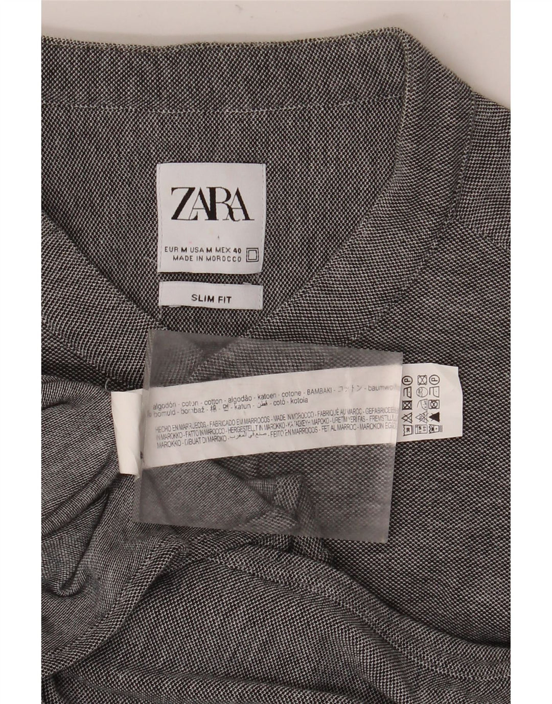 Zara Chemise Slim Fit Gris Moyen Coton