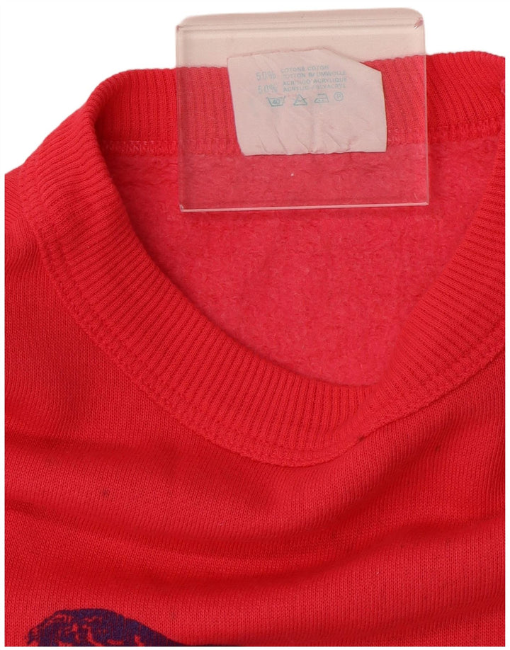 vintage Mens Graphic Sweatshirt Jumper Moyen Rose Coton