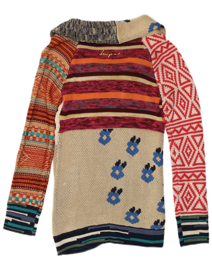 Desigual Cardigan Femme Pull UK 14 Grand Patchwork Multicolore