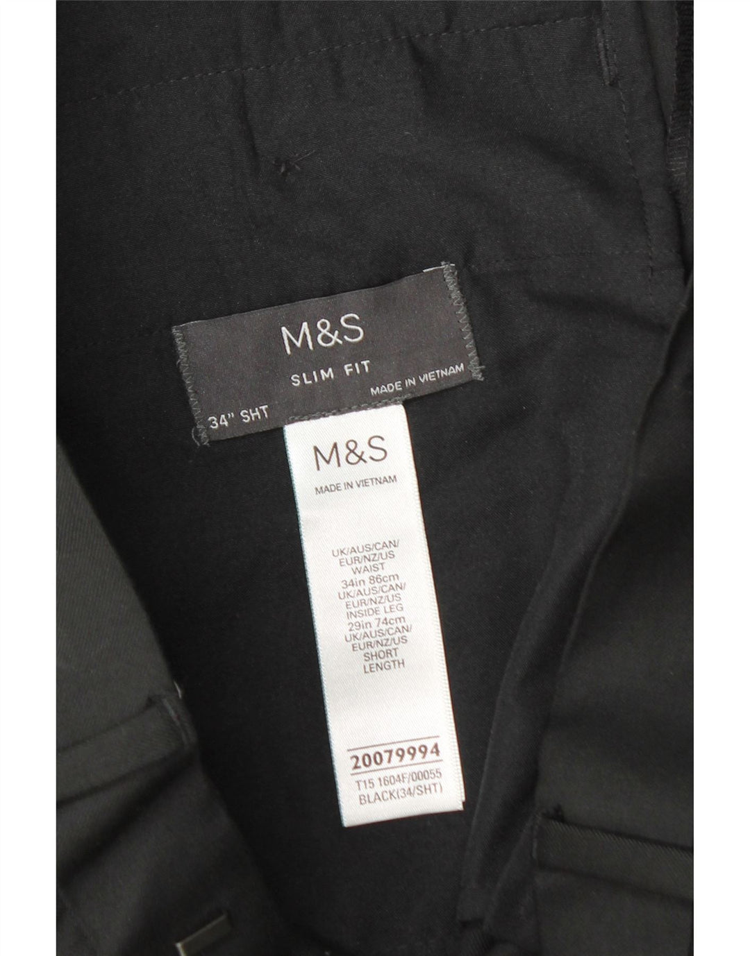 Marks & Spencer Pantalon de costume coupe slim pour homme W34 L29 Noir Polyester