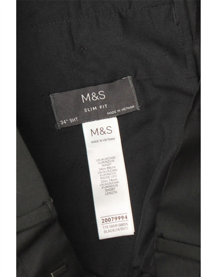 Marks & Spencer Pantalon de costume coupe slim pour homme W34 L29 Noir Polyester