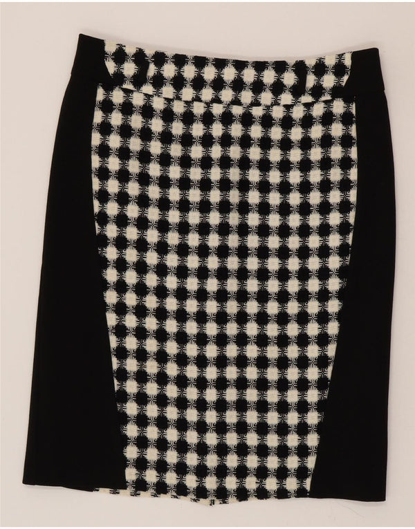 jupe droite femme vintage UK 16 Grand W34 Acrylique géométrique noir
