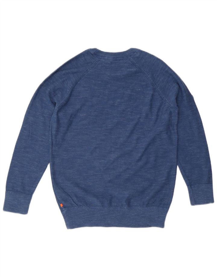SUPERDRY Pull Col Rond Homme Bleu Moyen Moucheté Coton