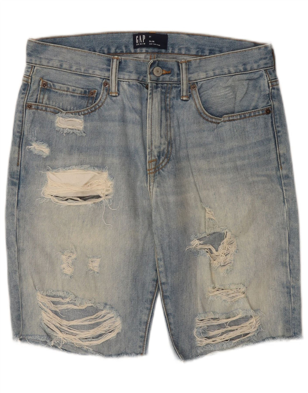 GAP Short en jean slim effet vieilli W31 en coton bleu moyen pour homme