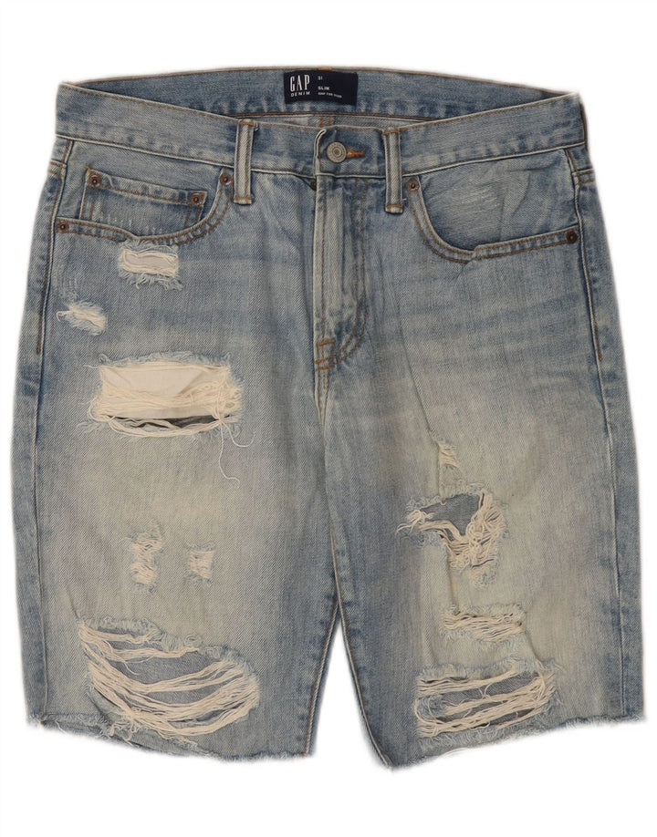 GAP Short en jean slim effet vieilli W31 en coton bleu moyen pour homme