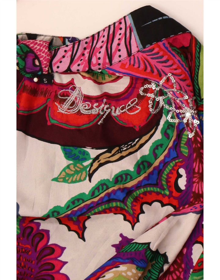 Desigual Femme Pull Chemise Chemisier UK 10 Petit Patchwork Multicolore