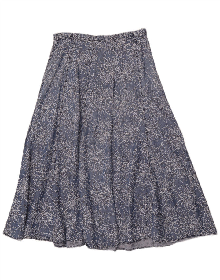 Marks & Spencer Jupe évasée en jean pour femme W28 Bleu moyen floral