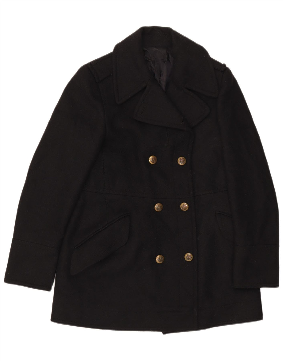 vintage Femme Caban UK 14 Moyen Noir