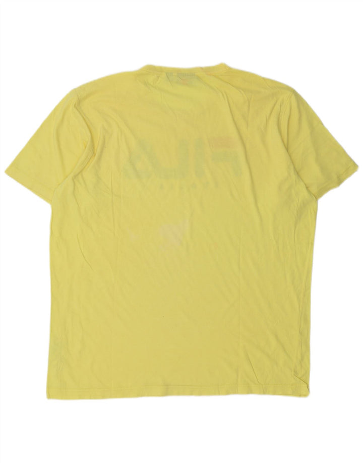 FILA T-Shirt Graphique Homme XL Jaune Coton