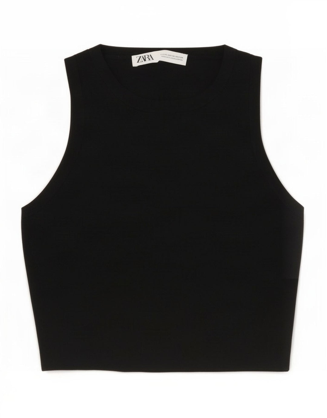 Zara Womens Crop Débardeur UK 12 Moyen Noir