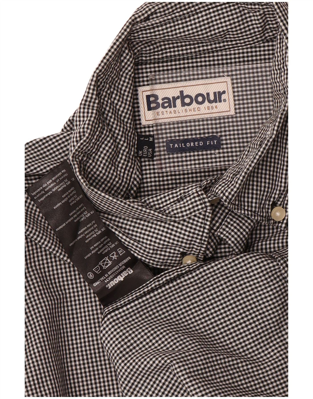 Barbour Chemise coupe ajustée pour hommes Grand coton vichy noir