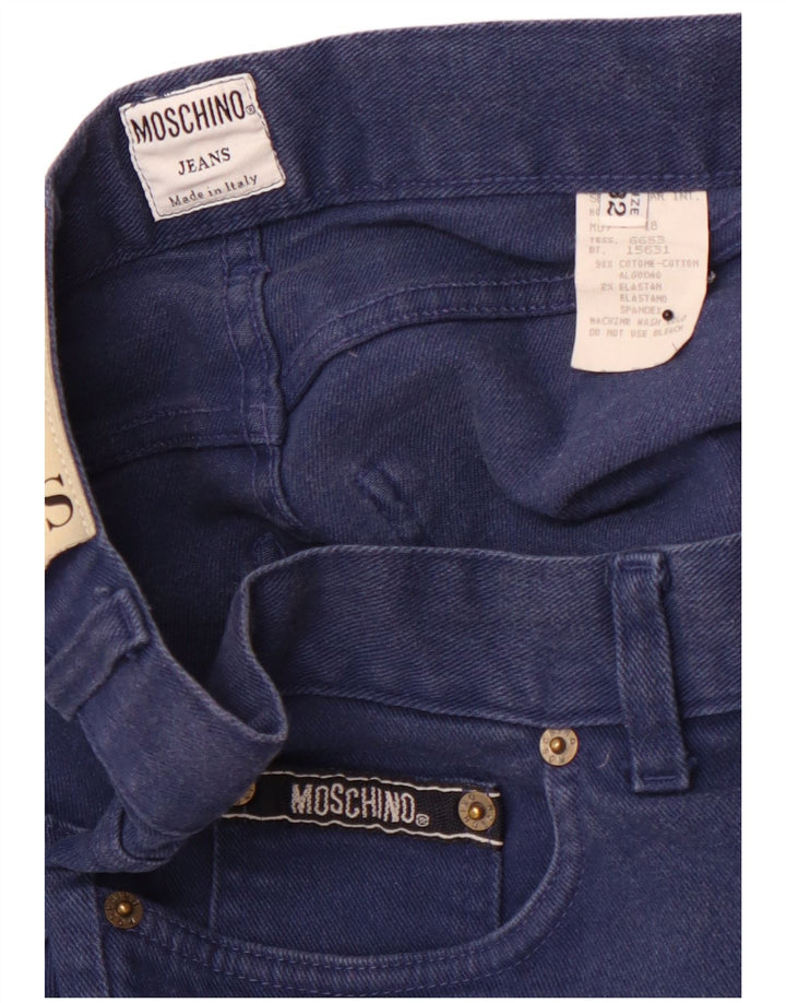 MOSCHINO Jean droit taille haute femme W32 L32 bleu marine coton