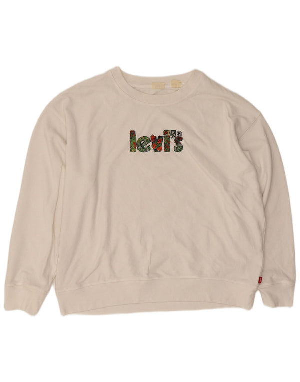 Levi's Sweat-Shirt Graphique Femme UK 18 XL Coton Blanc