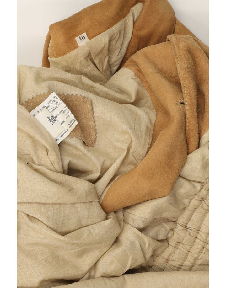 veste en daim femme vintage IT 46 Grand cuir beige