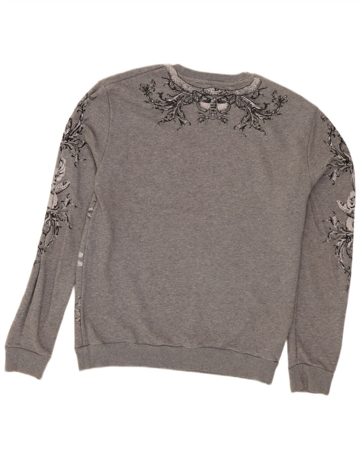 Zara Homme Graphic Sweatshirt Jumper Moyen Gris Floral Coton