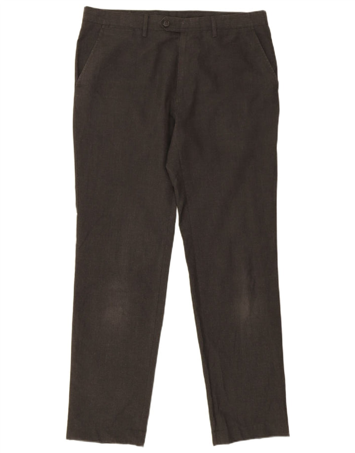 Marks & Spencer Pantalon chino coupe slim pour homme W34 L31 Gris pied-de-poule