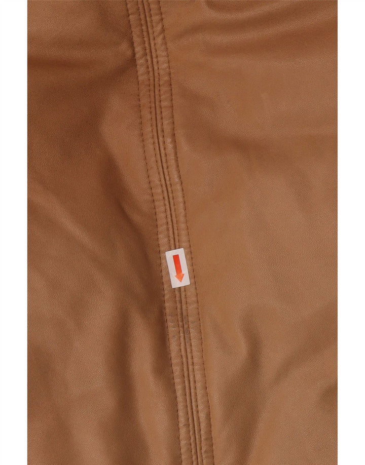 PEUTEREY Veste en cuir rembourrée à capuche pour femme UK 10 Petit cuir marron