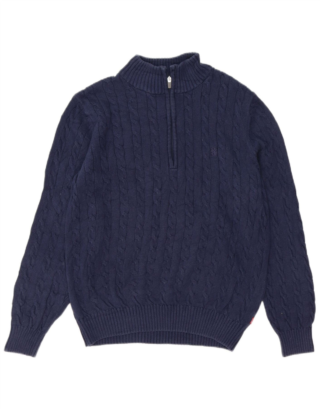 Izod Pull Col Zippé Homme Bleu Marine Moyen Coton