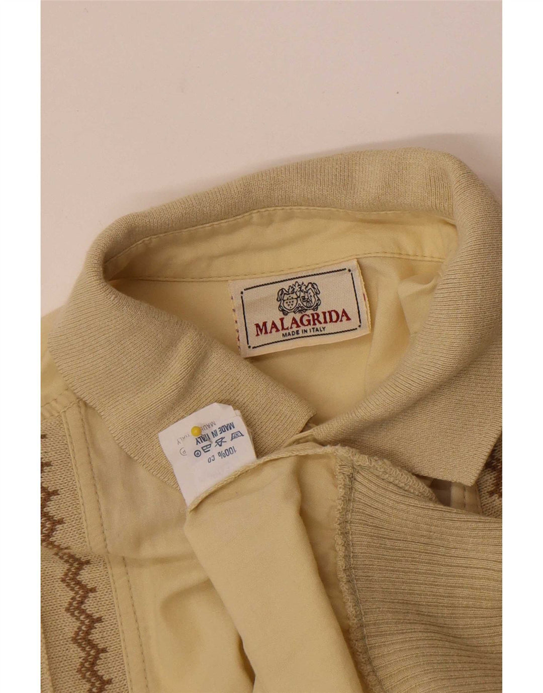 Malagrida Chemise Pull à Manches Courtes Homme Jaune Moyen Coton