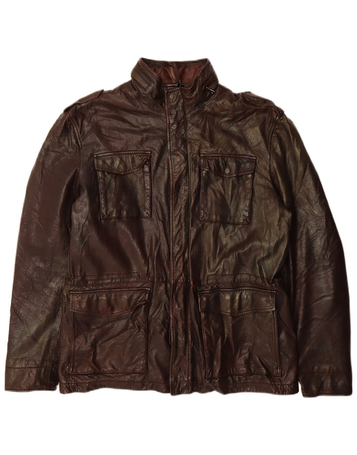 Veste en cuir homme vintage IT 54 2XL Cuir marron