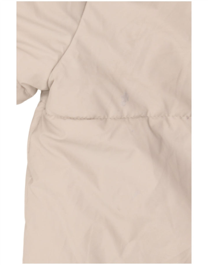 Zara Veste matelassée à capuche pour femme UK 16 Large Blanc Polyester