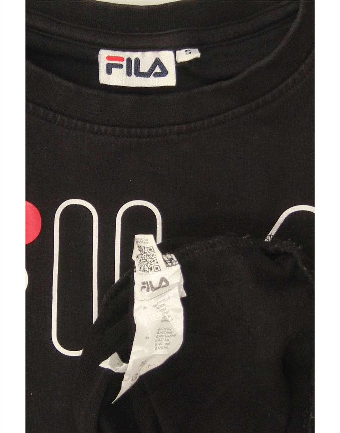 FILA Sweat-shirt graphique surdimensionné pour femme UK 10 Petit coton noir