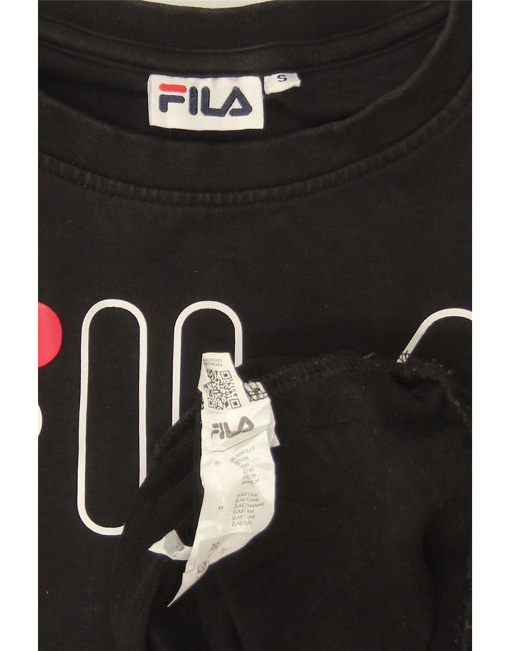 FILA Sweat-shirt graphique surdimensionné pour femme UK 10 Petit coton noir