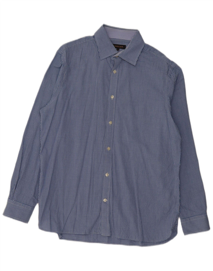 Jaeger Chemise Homme Taille 16 Grand Vichy Bleu
