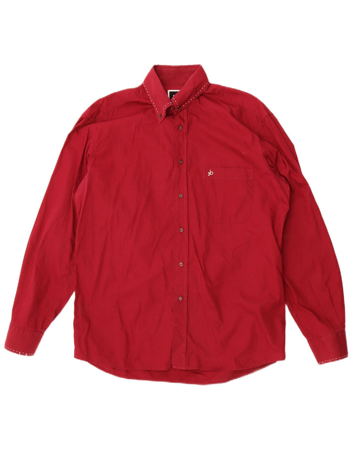 Roccobarocco Chemise Homme Taille 16 41 Grand Coton Rouge