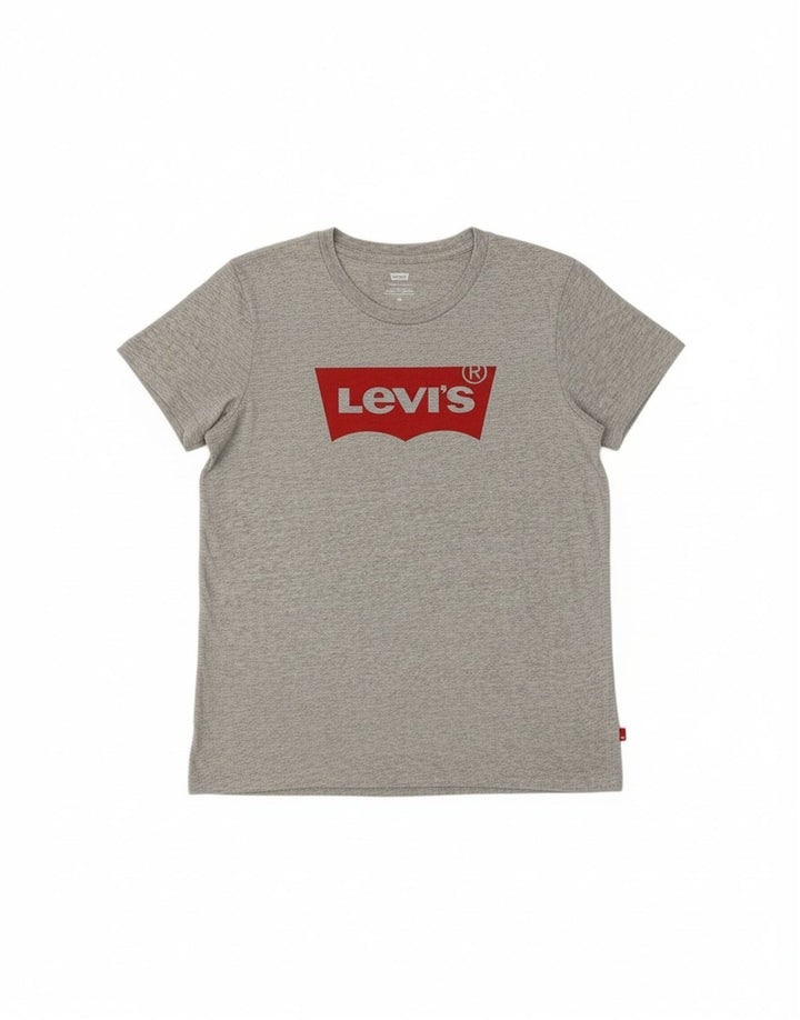 LEVI'S Womens Graphic T-Shirt Top UK 14 Medium Grey Cotton